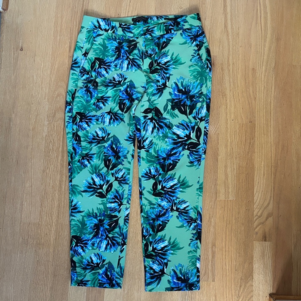 Banana Republic Mint Green and Blue Floral Straight Leg Pants 4